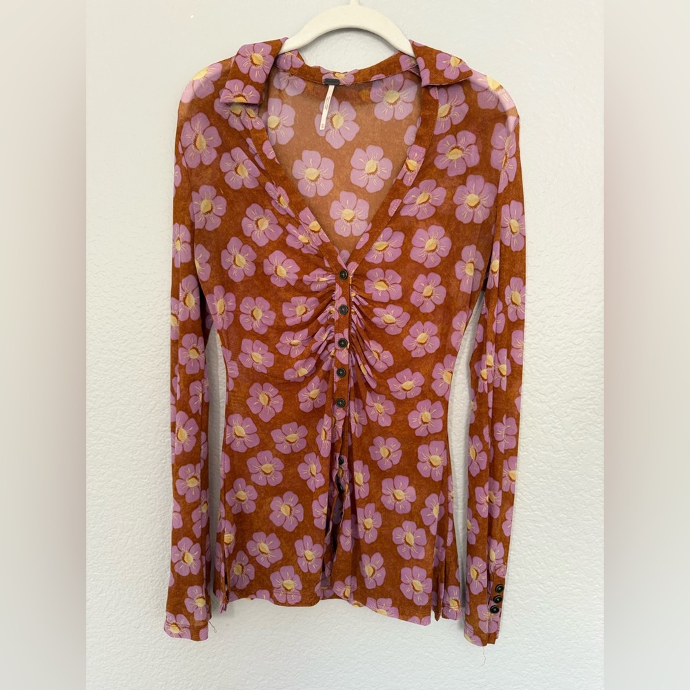 Free People Lucky Shirtee Floral Blouse